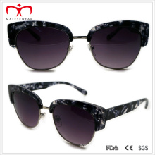 Half Rim Plastic Ladies Sunglasses with Metal Decoration (WSP508304)